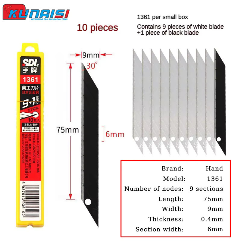 SDI 1361 Snap-off Klingen aus Carbonstahl, 9mm, Schwarz, 100 Stück pro Schachtel, 30 Grad Profi-Ersatzklingen für Utility Messer und Box Cutter - Bild 2