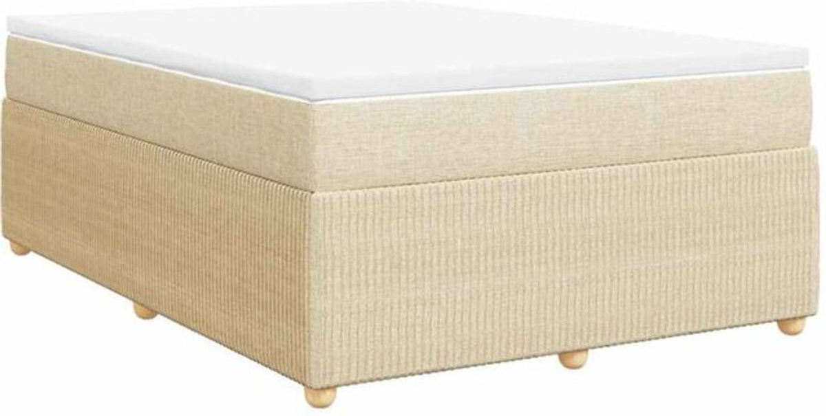 vidaxl Boxspringbett mit Matratze in Beige aus Stoff, B/T/H: 140 x 200 cm - Bild 1