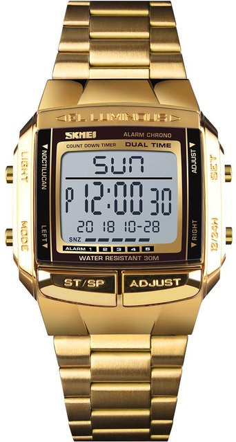 SKMEI Armbanduhr Analog Digital, Edelstahl, gold, Herren - Bild 1
