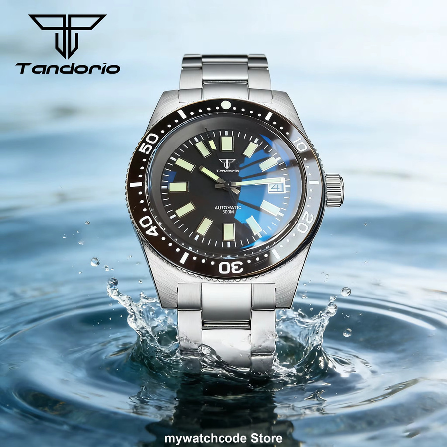 Tandorio Armbanduhr, Automatik, Edelstahl, Saphirglas, Schwarz, Herren - Bild 2