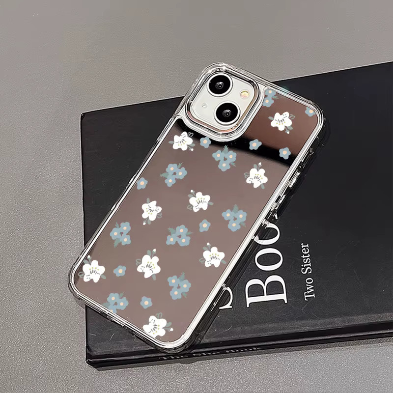 Kardeem Spiegel Handyhülle mit Blumenmuster für iPhone 11 12 13 14 15 Pro Max XR XS in Multicolour, stoßfeste Silikon Schutzhülle - Bild 3