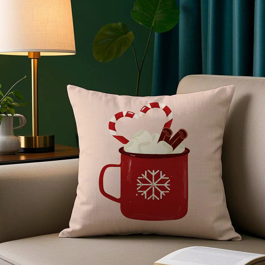 Quadratischer Kissenbezug aus kurzem Plüsch mit Weihnachtsmützen- und Bälle-Motiv in Rot, Breite: 30 cm, Höhe: 30 cm - Bild 4