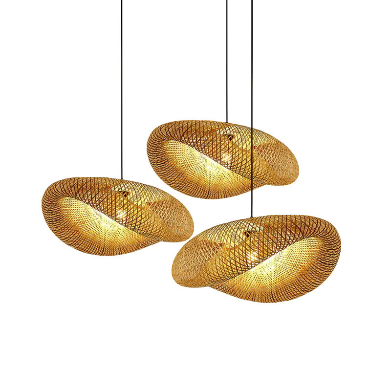 Claeted LED Hängelampe aus handgewebtem Bambus und Rattan im Vintage Boho Design, Braun/Schwarz - Bild 4
