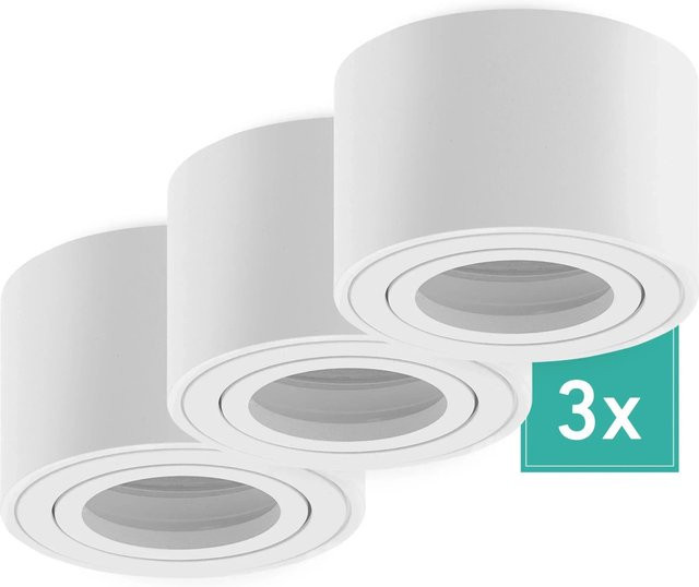 Oktaplex 3er Set Aufbauspot Lile S aus Aluminium für LED-Module, Deckenstrahler in Weiß, verstellbar - Bild 1