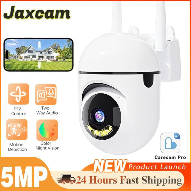 Carecam Pro Devoccvo Überwachungskamera mit 5 MP HD-Auflösung, 355 Grad Schwenkfunktion, Nachtsicht, Bewegungserkennung, Sirene, WiFi, Zwei-Wege-Audio und wasserdichtem Gehäuse in Weiß - Bild 1
