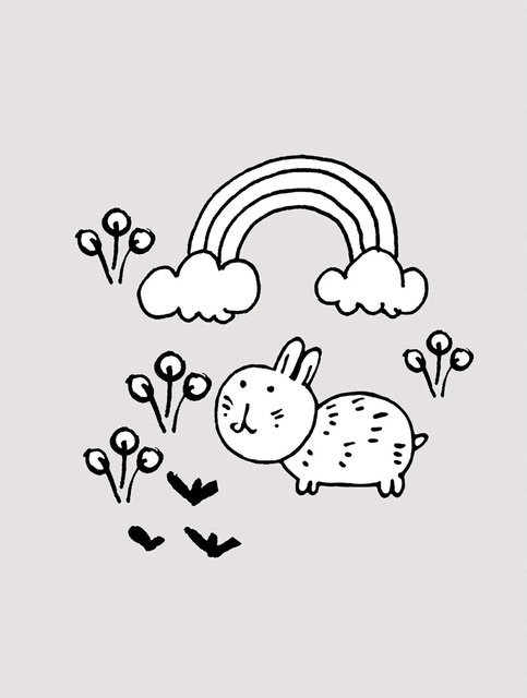 Komar Wandbild Scribble Bunny Paper Poster Multicolor B: 30 cm, H: 40 cm - Bild 1