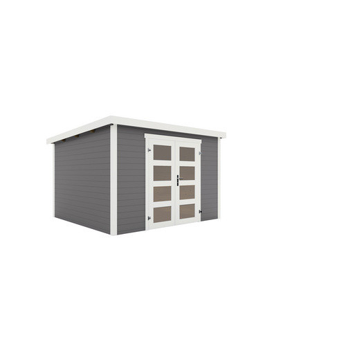Lasita Holz-Gartenhaus Zambezi 7 mit Flachdach aus Fichtenholz in Lichtgrau, B/H/T: 320 x 210,9 x 324,8 cm - Bild 3