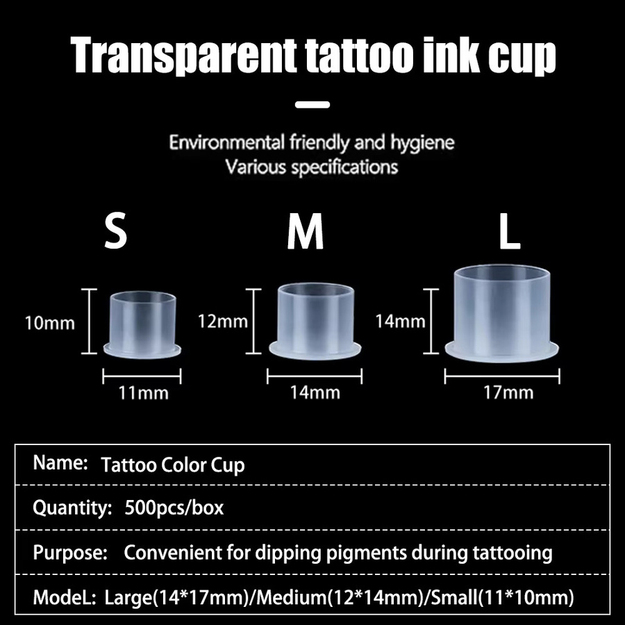 JUN.M Tattoo Ink Caps, Einweg Pigment Container, durchsichtig, S/M/L/XL - Bild 2