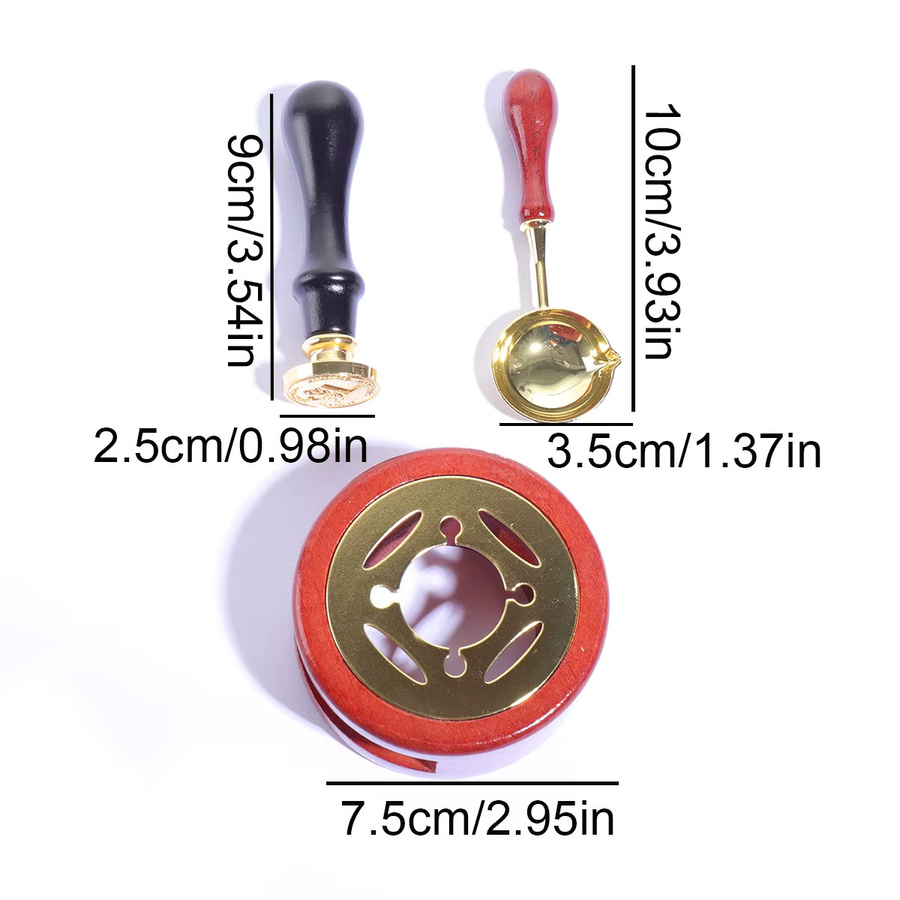 Wachssiegel-Stempelset mit verschiedenen Stempelköpfen, Wachssiegeltiegel und Spatel in Multicolour für DIY Umschlag-Siegel und Geschenkdekoration - Bild 2