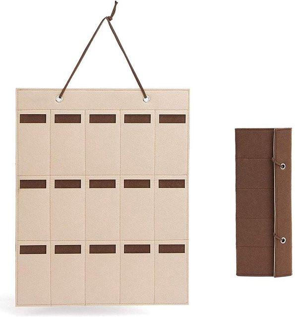 Bestbags Brillenständer aus Filz mit 15 Fächern als Wandtasche zur Brillenaufbewahrung, beige - Bild 1