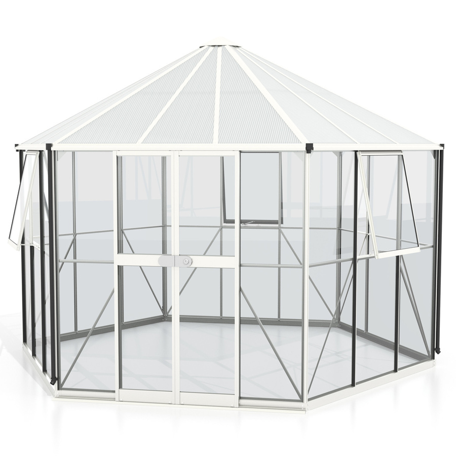 Vitavia Gewächshaus Pi 9000 in Weiß mit Polycarbonat und Doppel-Schiebetür - Bild 2