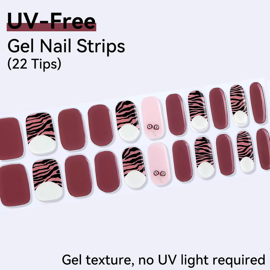 Clou Beaute Gel-Nagelstreifen, 55 Stück, Weiß, Rosa, Leopardenmuster, Glänzend - Bild 1