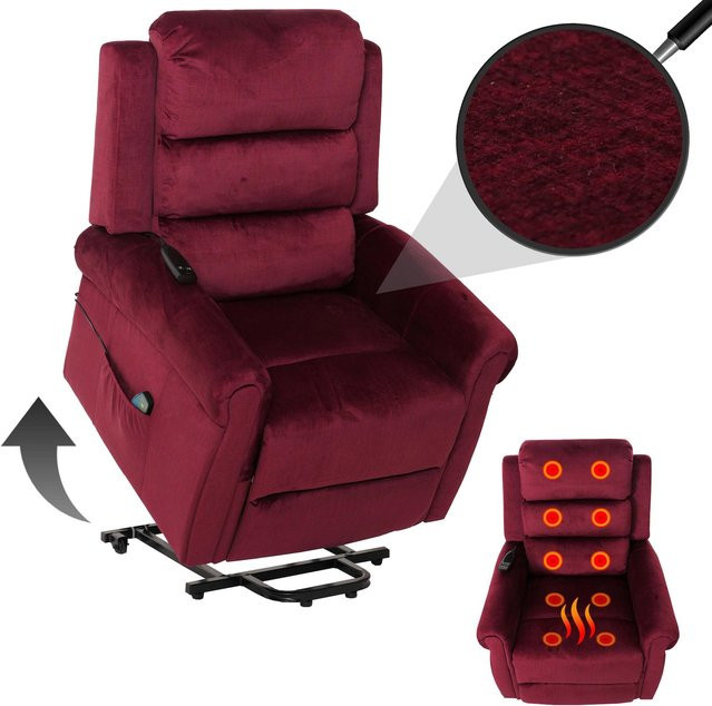MCW Fernsehsessel K63 Relaxsessel mit Aufstehhilfe, Massage und Heizfunktion in Bordeaux Rot - Bild 2