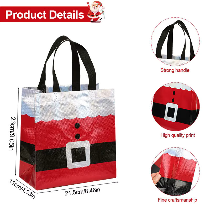ZQNYCY Weihnachtliche Santa Claus Geschenktaschen aus Vlies in Rot mit Griff für Kinder und Dekoration - Bild 2