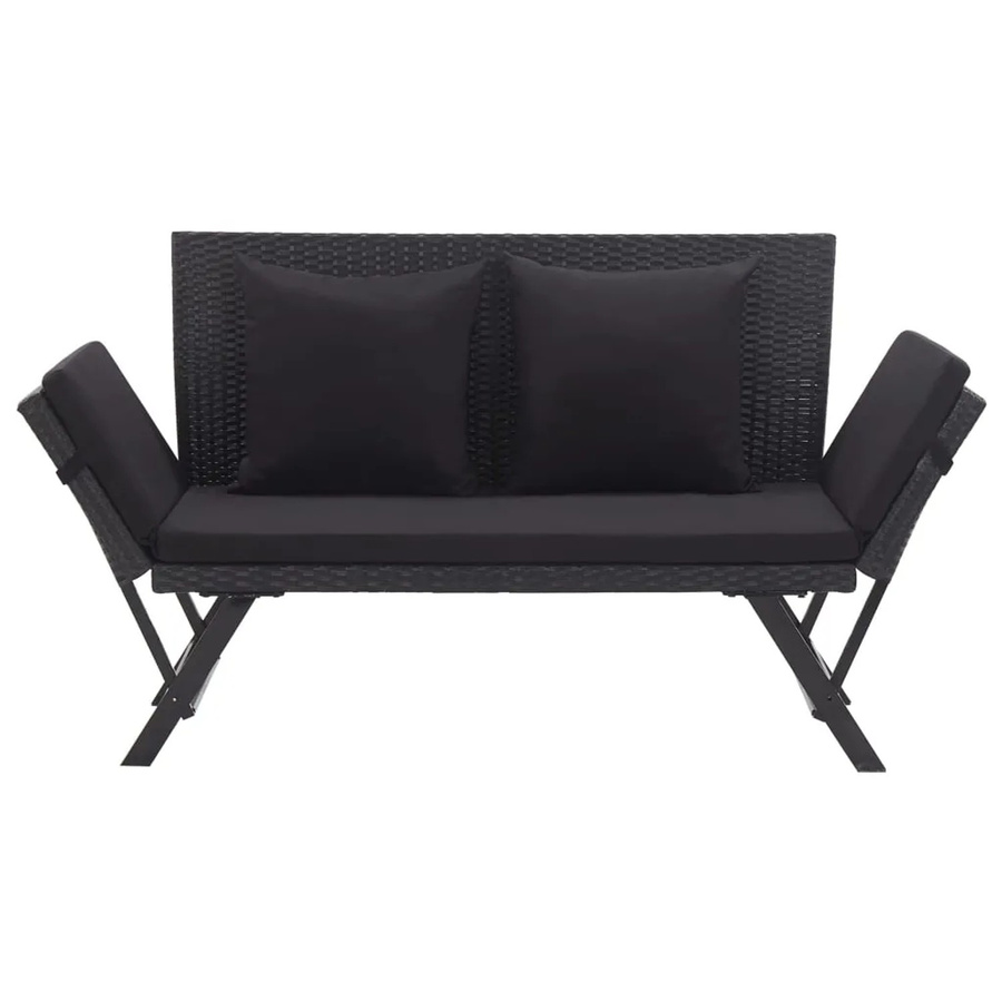 vidaXL Gartenbank aus Poly Rattan mit Auflagen in Schwarz - Bild 2