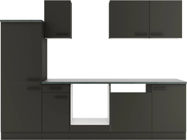 OPTIFIT Madrid420 Küchenzeile in Anthrazit mit modernem Design und melaminbeschichteten Qualitätsspanplatten, Breite: 270 cm - Bild 1