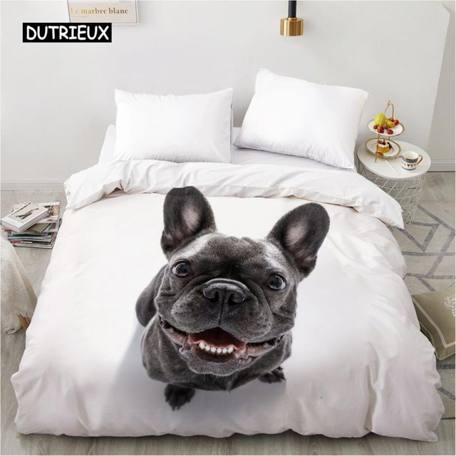 Binchi Outdoor Product Hund Bettbezug mit Kissenbezug Weiß, Motiv Hunde, Material Mikrofaser Polyester, B x H: 135 x 200 cm - Bild 1