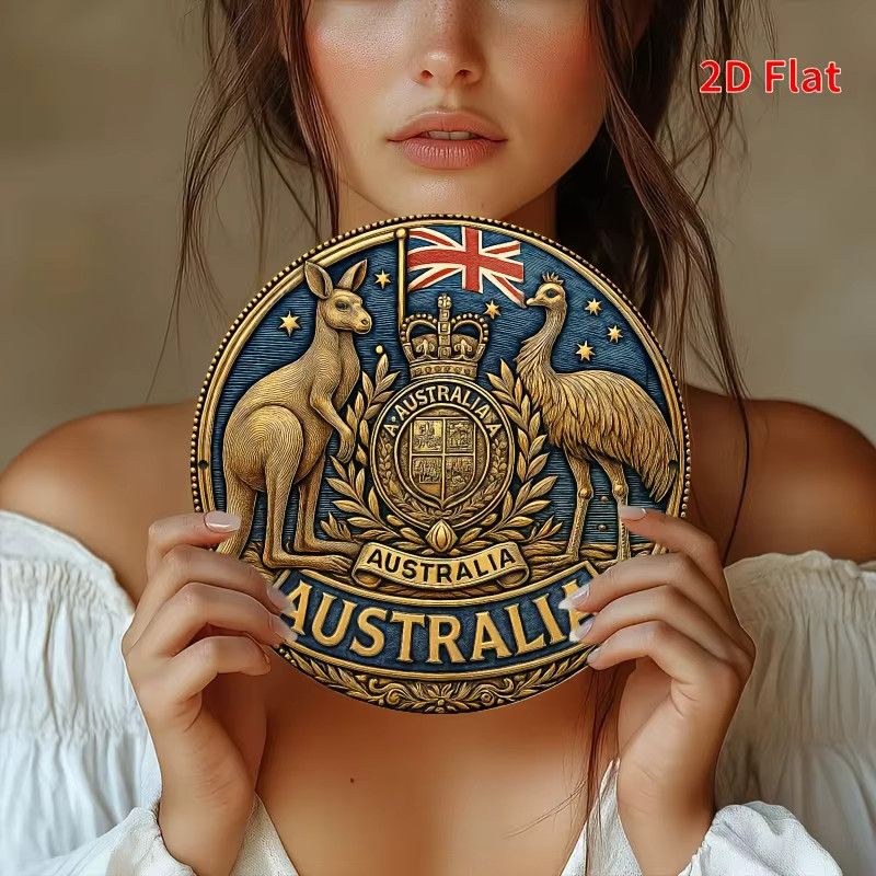 Runde Eisenwandkunst im Vintage-Stil von Potdemiel mit australischer Flagge und Känguru-Design, Multicolor, B/H: 20 x 20 cm - Bild 2