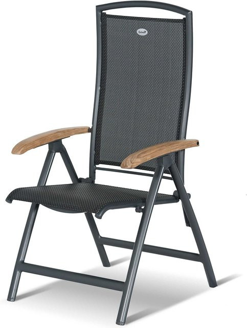 Hartman Raffaelo Klappstuhl in Xerix/Anthrazit mit Teak-Armlehnen aus Aluminium und Textilene - Bild 1