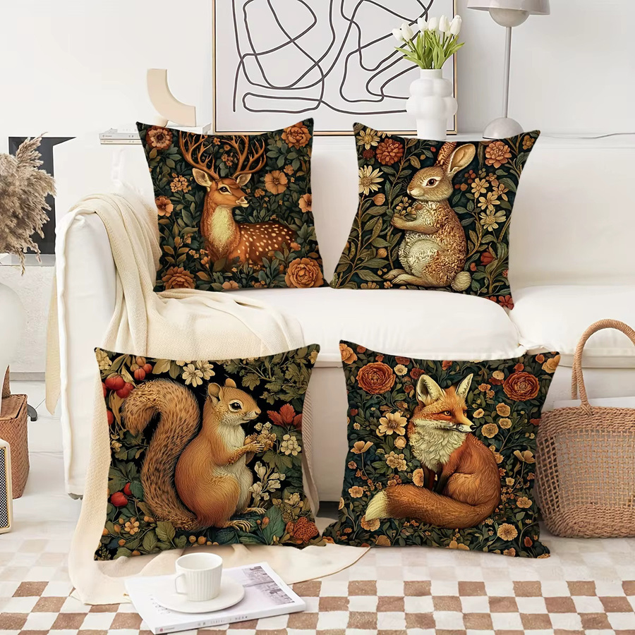 Vintage florale Kissenbezüge mit Tier-Motiven aus Polyester, Mehrfarbig, B/B/B: 45 x 45 x 4 cm - Bild 2