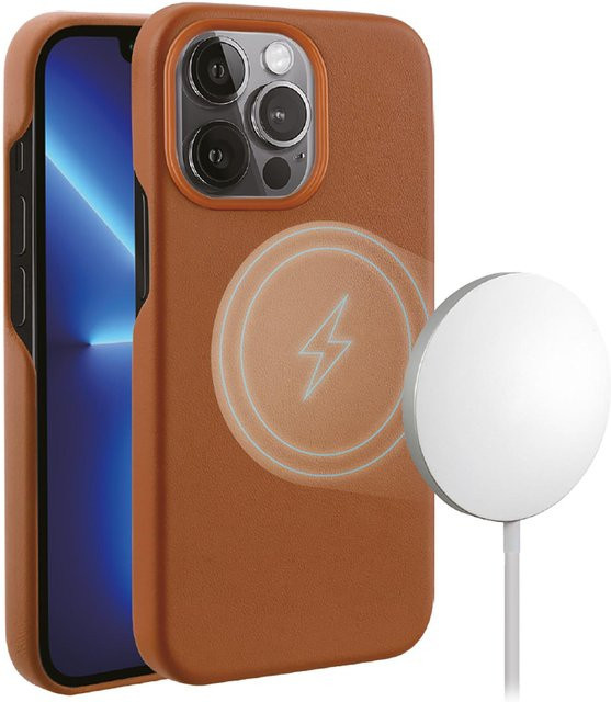 Vivanco Mag Classic Cover Handyhülle für iPhone 13 Pro mit Magnetic Wireless Charging Support in Braun - Bild 1