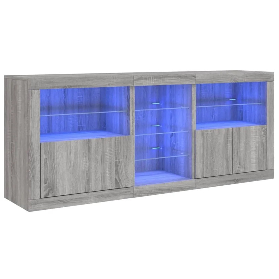vidaXL Sideboard modern in Grau Sonoma mit integrierter LED-Beleuchtung, B/T/H: 162 x 37 x 67 cm - Bild 2