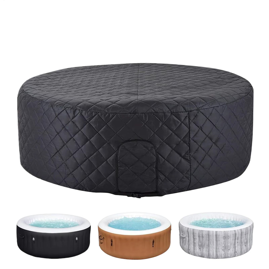 Isolierte Whirlpool-Abdeckung für runde aufblasbare Spas, wasserdichte Winter-Pool-Abdeckung in Schwarz - Bild 6