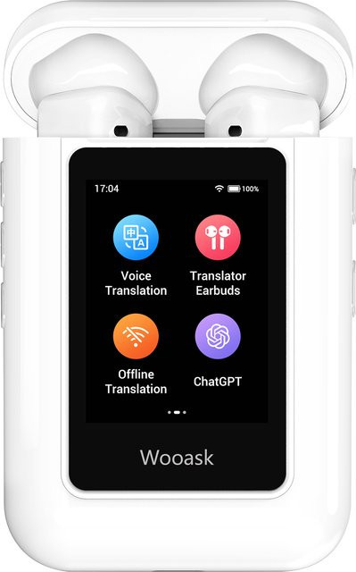 Wooask A8 ChatGPT Übersetzer In-Ear Kopfhörer in Weiß mit 144 Online- und 16 Offline-Sprachen für bidirektionale Sofortübersetzungen - Bild 1