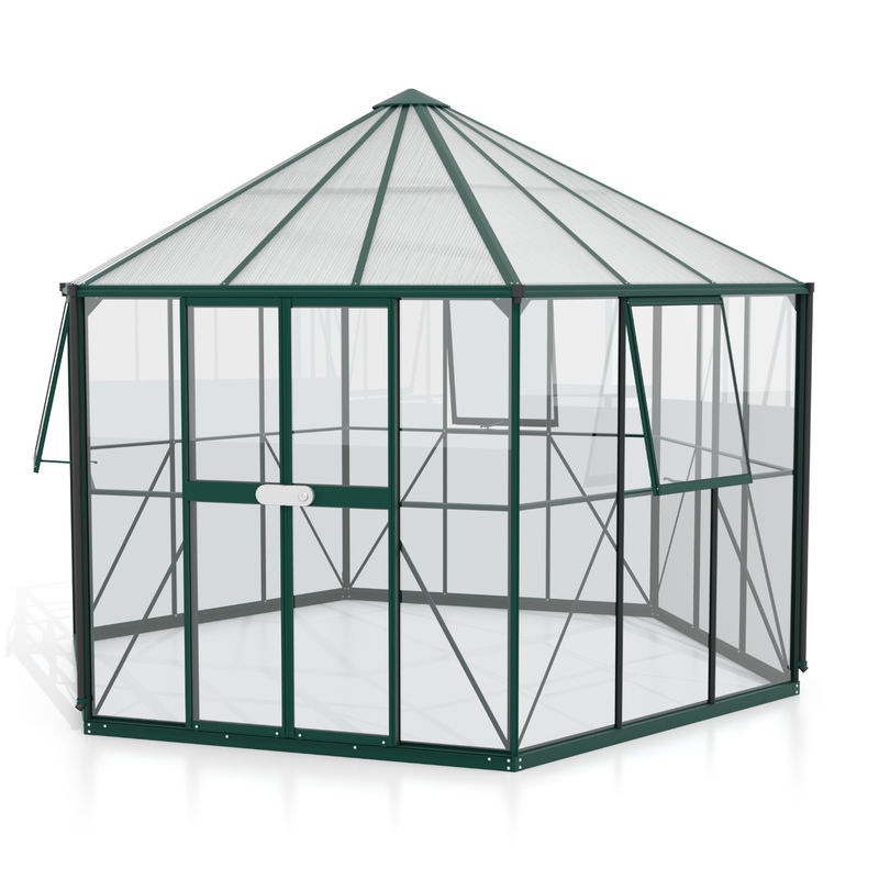 Vitavia Gewächshaus-Pavillon Hera 9000 in Smaragdgrün mit Stahlfundament, 9,0 m², 3 mm ESG und 6 mm HKP - Bild 2