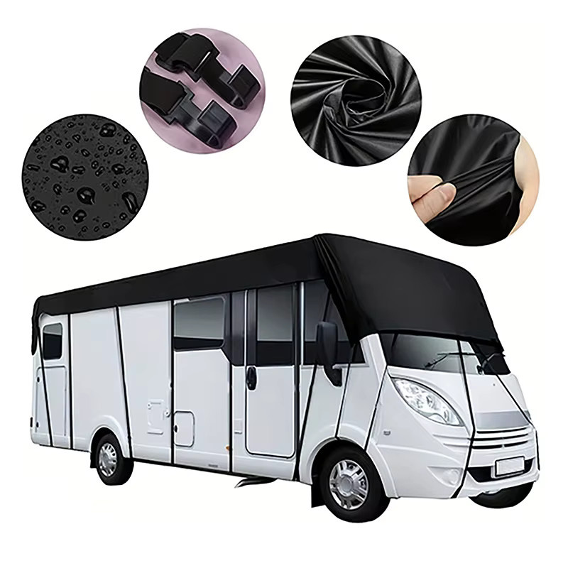 Wasserdichte Wohnmobil-Dach-Sonnenschutz-Abdeckung aus 210D Oxford-Polyester in Schwarz - Bild 3