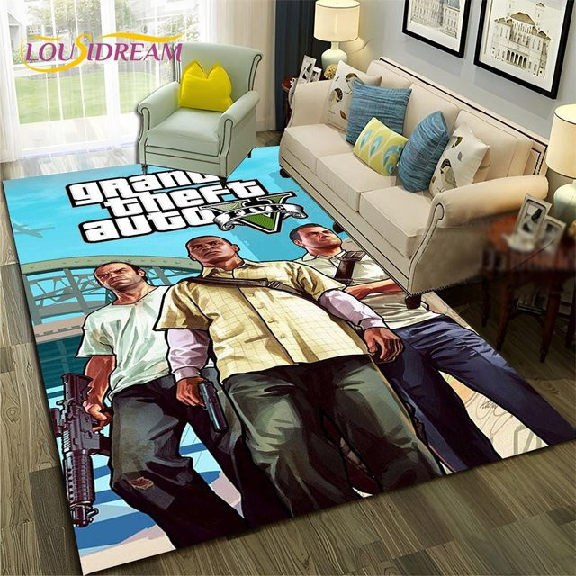 Karpetti Gamer Teppich GTA 3D Design, Rutschfeste Bodenmatte aus Polyester für Wohnzimmer, Schlafzimmer oder Kinderzimmer, Mehrfarbig, B: 60 cm, T: 40 cm - Bild 1