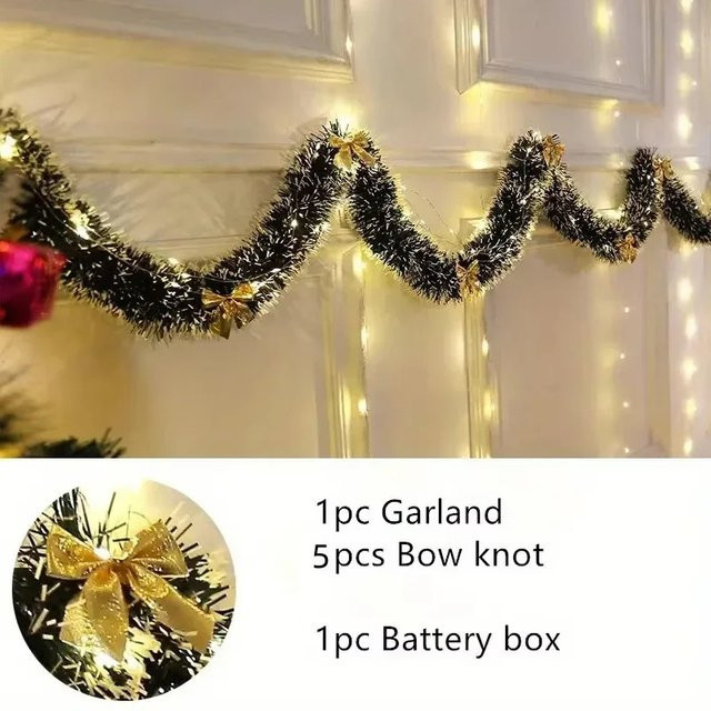 Rote LED-Weihnachtsgirlande aus Metall mit 2m Länge als hängende Dekoration für Kamin und Party - Bild 1