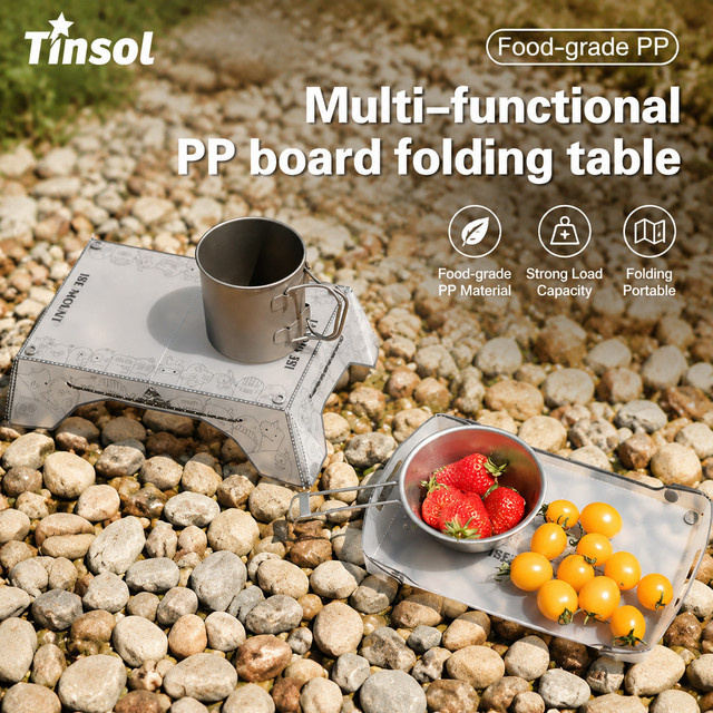 UL Gear Faltbarer Mini-Campingtisch und Tablett aus PP in Weiß, ultraleicht und tragbar - Bild 1