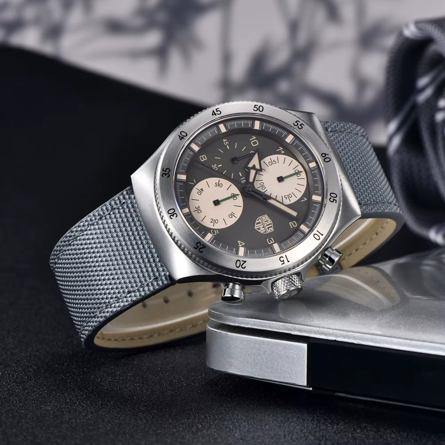 Rollstimi Chronograph, Quarz, Edelstahl, Grün, Textil/NATO, Herren - Bild 3