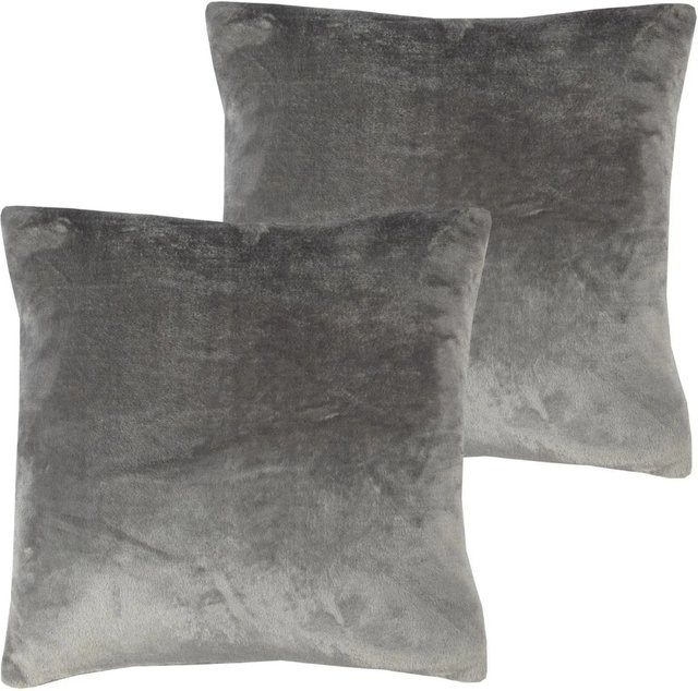 Bestlivings Dekokissen Kuschel Kissenbezug mit Reißverschluss, 2er Pack, Anthrazit, B/T/H: 45 x 45 x 45 cm - Bild 1