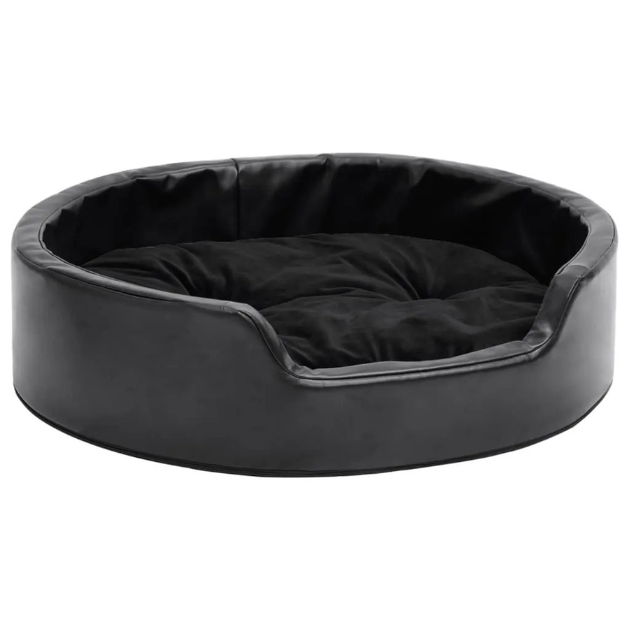 vidaXL Hundebett Sofa in Schwarz aus Kunstleder und Plüsch mit abnehmbarem Bezug, B/T/H: 69 x 59 x 19 cm - Bild 2