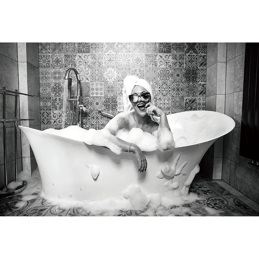 Art Universe Glasbild Schaumbad Modernes Abstraktes Motiv B: 90 cm, H: 60 cm - Bild 2
