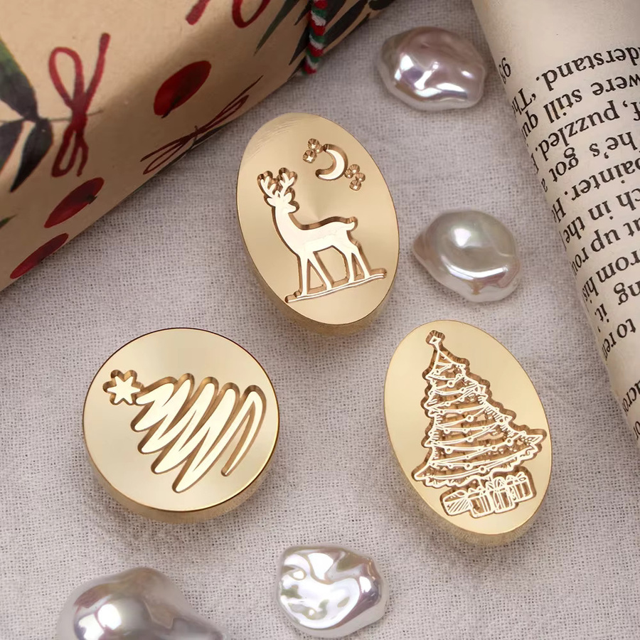 Wachssiegel Stempel mit Weihnachtsbaum und Elch Motiv für DIY Bastelbedarf, Scrapbooking und Dekoration - Bild 3