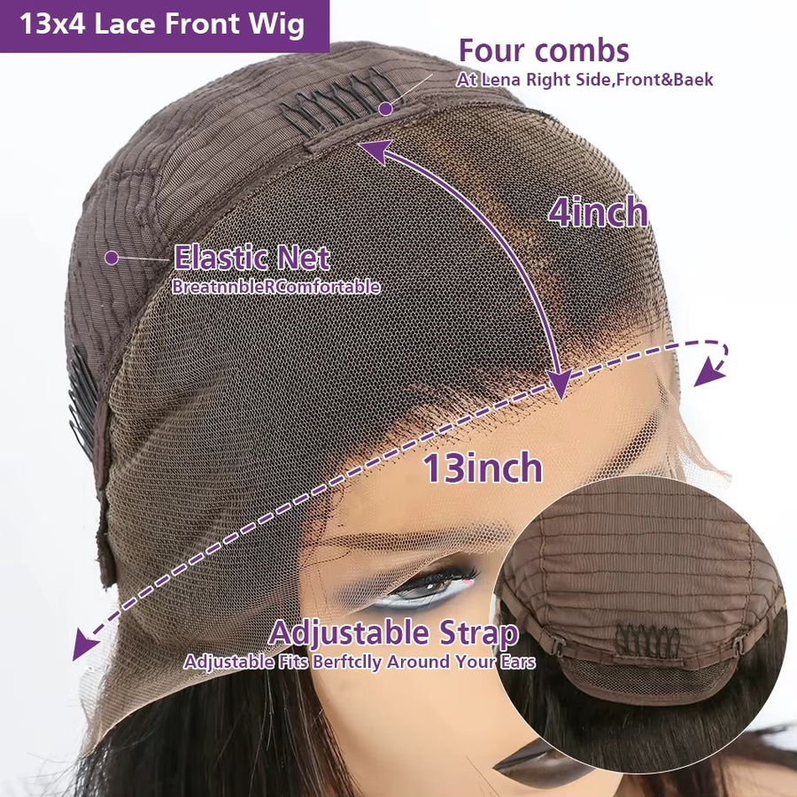 mayfive Perücke, braun, Locken, Echthaar, Bob-Perücke, Unisex - Bild 6