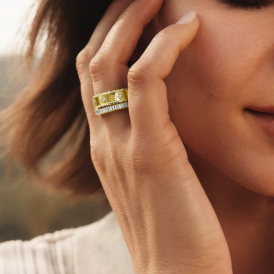 szjinao Schneeflocken-Statement-Ring, 585 Gold, Moissanit, Zirkonia, Damen - Bild 3