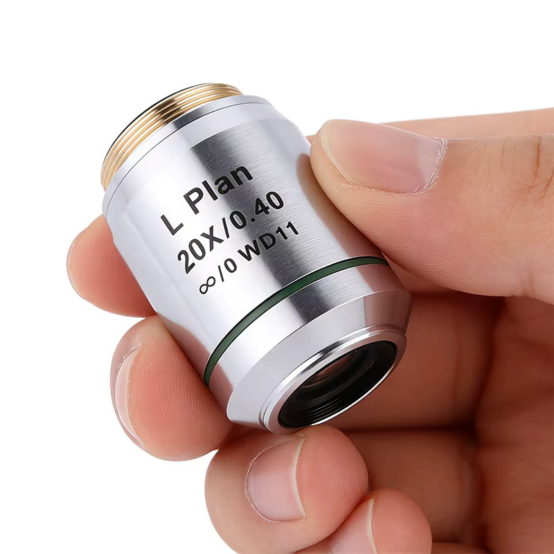 Imsky Infinity Long Working Distance Infinite Plan Objective Lens für RMS Thread Metallurgisches Mikroskop in Silber - Bild 1