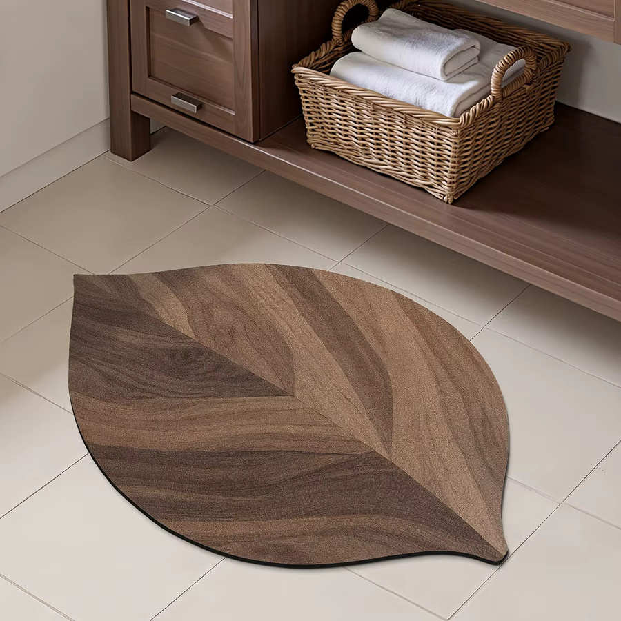 VIKAMA Alien Creative Leaf Badezimmer-Bodenmatte in Braun, rund und rutschfest - Bild 2