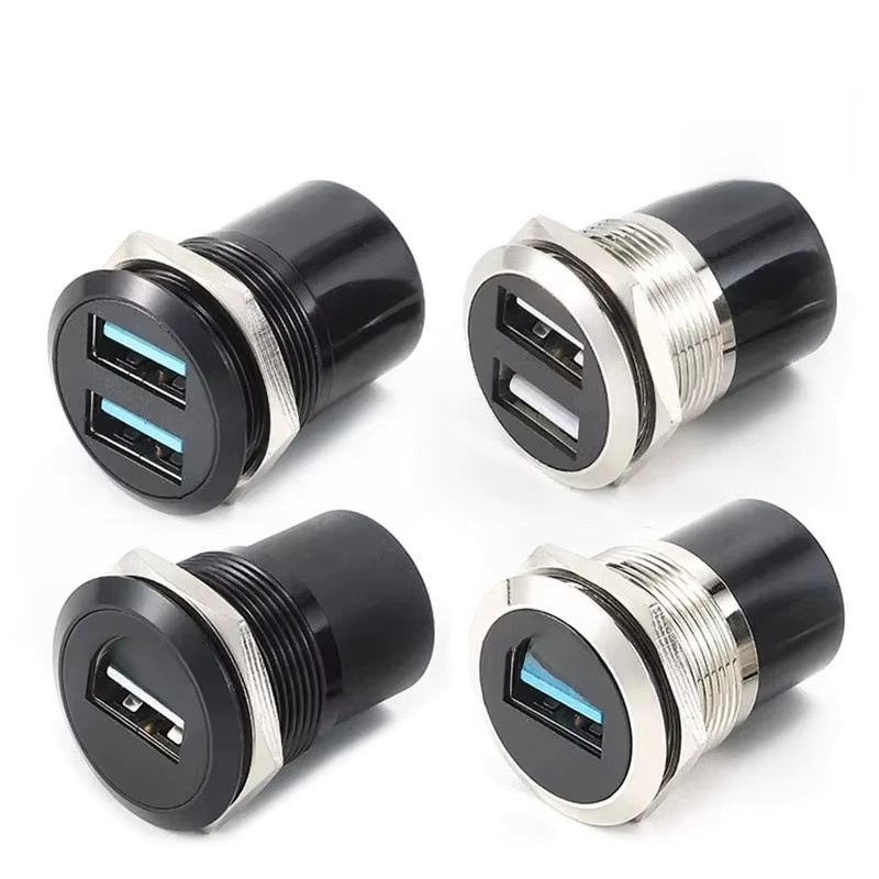 DIVEDEER USB-C und HDMI Panelbuchse Metall 22mm Rund Dual USB 3.0 Anschluss Modul - Bild 2