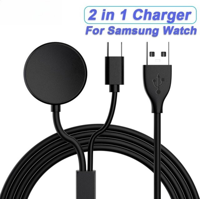 Samsung USB-C Ladegerät für Galaxy Watch 8/7/6/5/5 Pro/4 Classic und Smartphones, Ersatz-Ladekabel in Schwarz - Bild 1