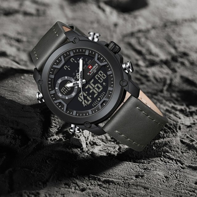 NAVIFORCE Armbanduhr, Quarz, Analog-Digital, Leder, Schwarz, Herren - Bild 1
