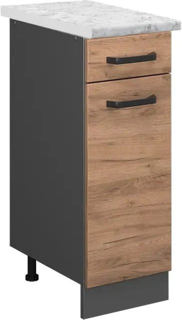 Vicco R-Line Schubladenschrank für die Küche in Goldkraft Eiche und Anthrazit mit Marmor-Optik, Breite: 30 cm - Bild 1