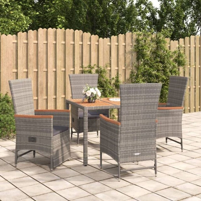 5-tlg. Gartenmöbel-Set aus Polyrattan mit Kissen in Grau von vidaxl - Bild 1