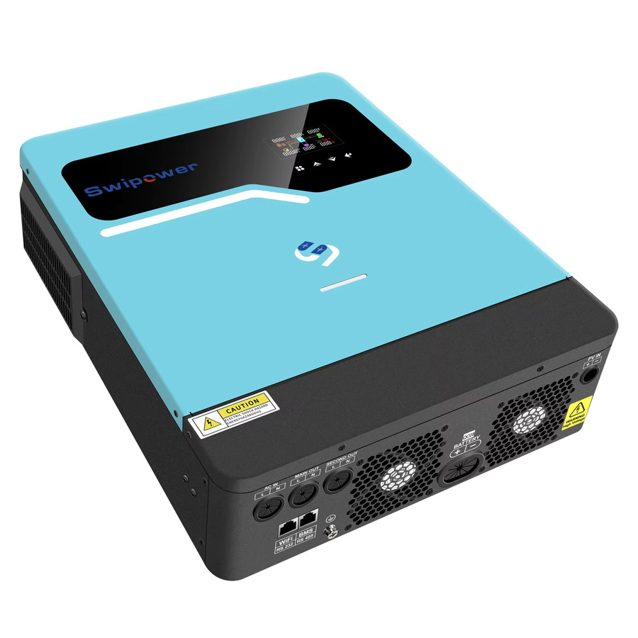 cnswipower 4200W MPPT Hybrid-Wechselrichter mit 120A Solarladegerät, reiner Sinus-Wechselrichter DC 24V zu AC 230V 50Hz, Farbe: Blau - Bild 4