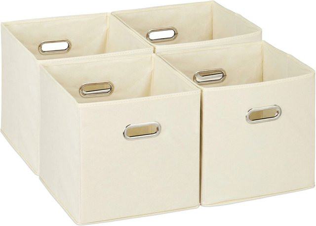 Relaxdays Aufbewahrungsbox 4er Set aus Polyester in Beige, faltbar, B/T/H: 30 x 30 x 30 cm - Bild 1