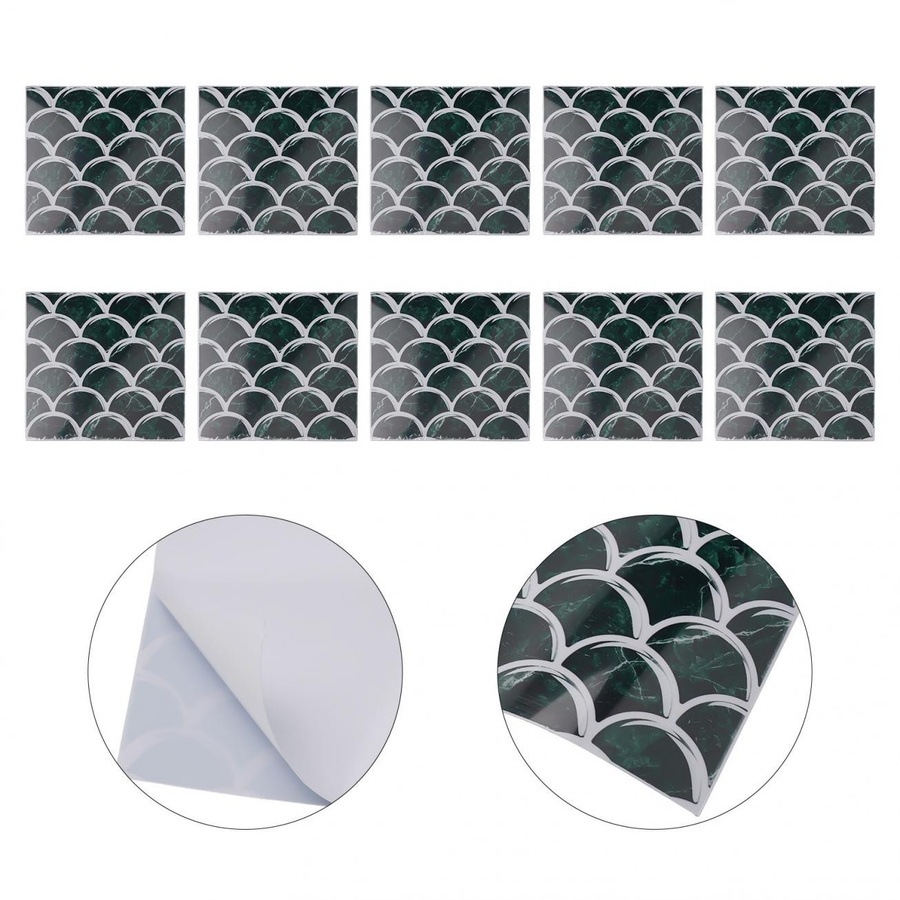 10 Stück Mosaik Wandaufkleber Sea of flowers aus PVC für Küche und Badezimmer - Bild 1